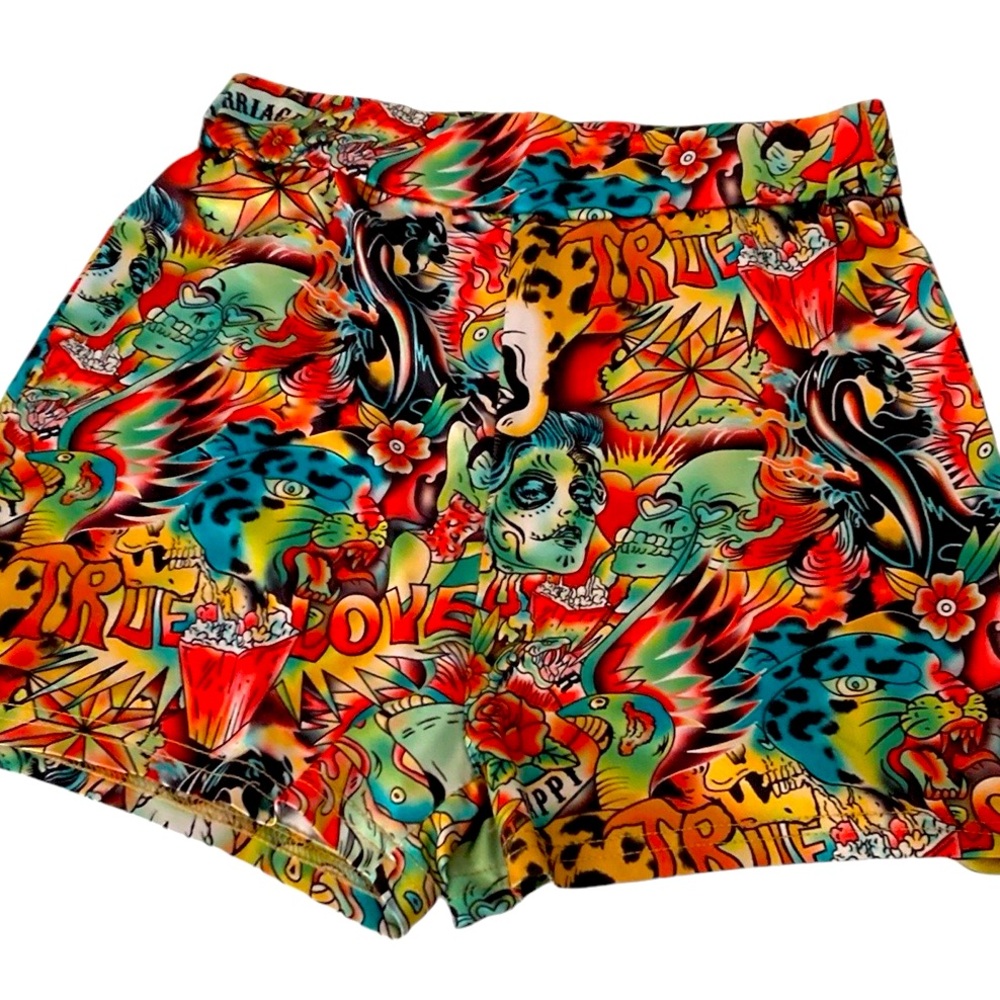 “Ed Hardy” vibes unbranded shorts, XS/S